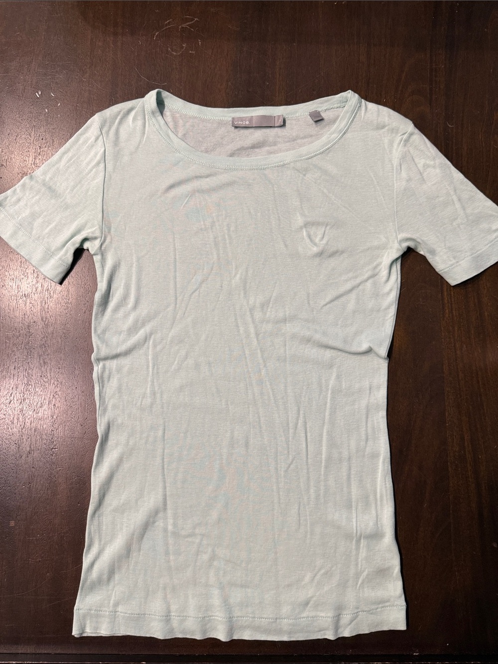 Vince Short Sleeve Scoop Neck Top in Mint Green Small Mint Green